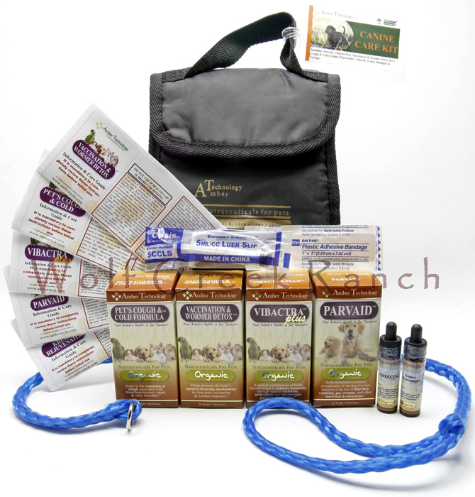 Natural Canine Parvo Health Care Kit is excellent for preventative parvo health care and parvo virus disease treatment.  The organic Canine Parvo Puppy Health Care Kit contains:  Paxxin, Vibactra Plus, Vintesta, Life Cell Support, Kidney Rejuvenator, Bandaids, a syringe and leash, all in a nice zippered travel bag.