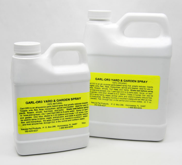 Garl-Or3 Yard & Garden Spray eliminates and controls annoying insects such as fleas, flies, aphids, ants, beetles, mosquitoes, and other insects out of your yard, garden, barn, kennels, etc.